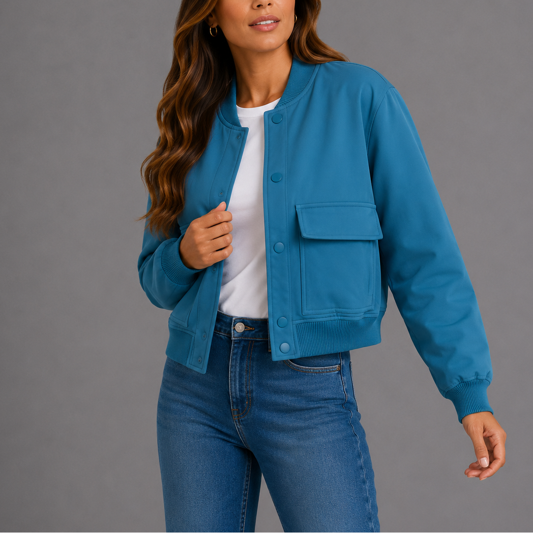 Lightweight Bryn Women's Bomber Jacket in versatile design, perfect for casual everyday wear, featuring a stylish fit and comfortable fabric. 6