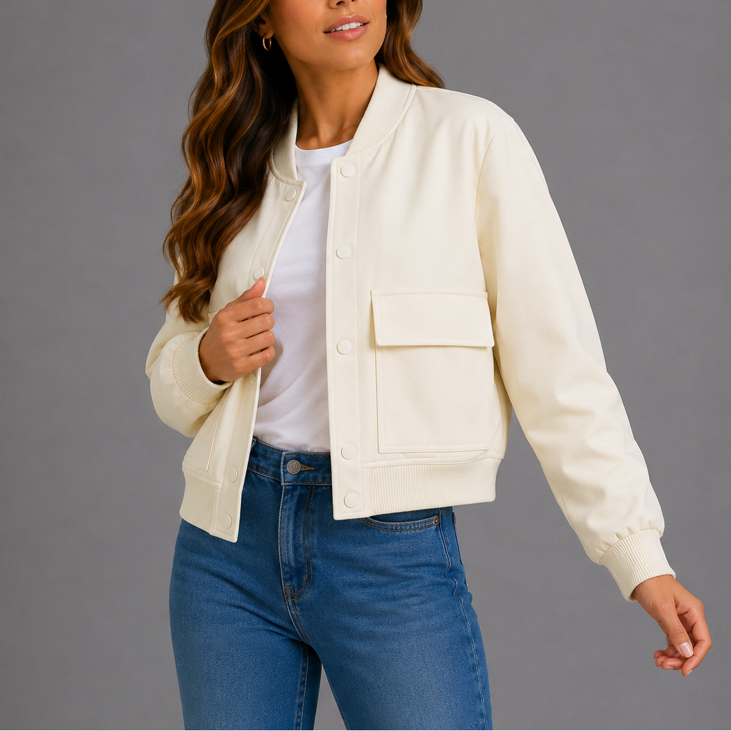 Lightweight Bryn Women's Bomber Jacket in versatile design, perfect for casual everyday wear, featuring a stylish fit and comfortable fabric. 7