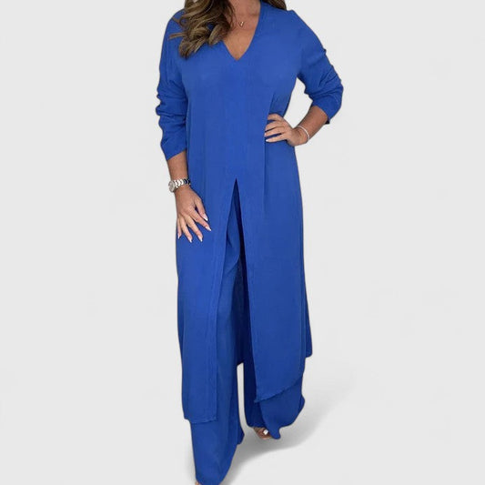Carmella Women's Two Piece Set featuring a stylish pullover top and wide-leg trousers, perfect for casual or chic outings. 0