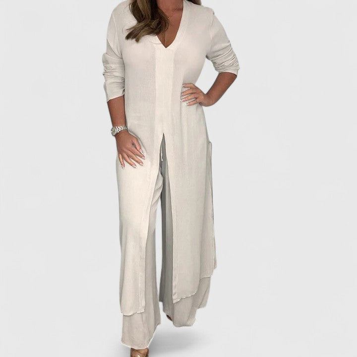 Carmella Women's Two Piece Set featuring a stylish pullover top and wide-leg trousers, perfect for casual or chic outings. 2