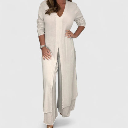 Carmella Women's Two Piece Set featuring a stylish pullover top and wide-leg trousers, perfect for casual or chic outings. 2