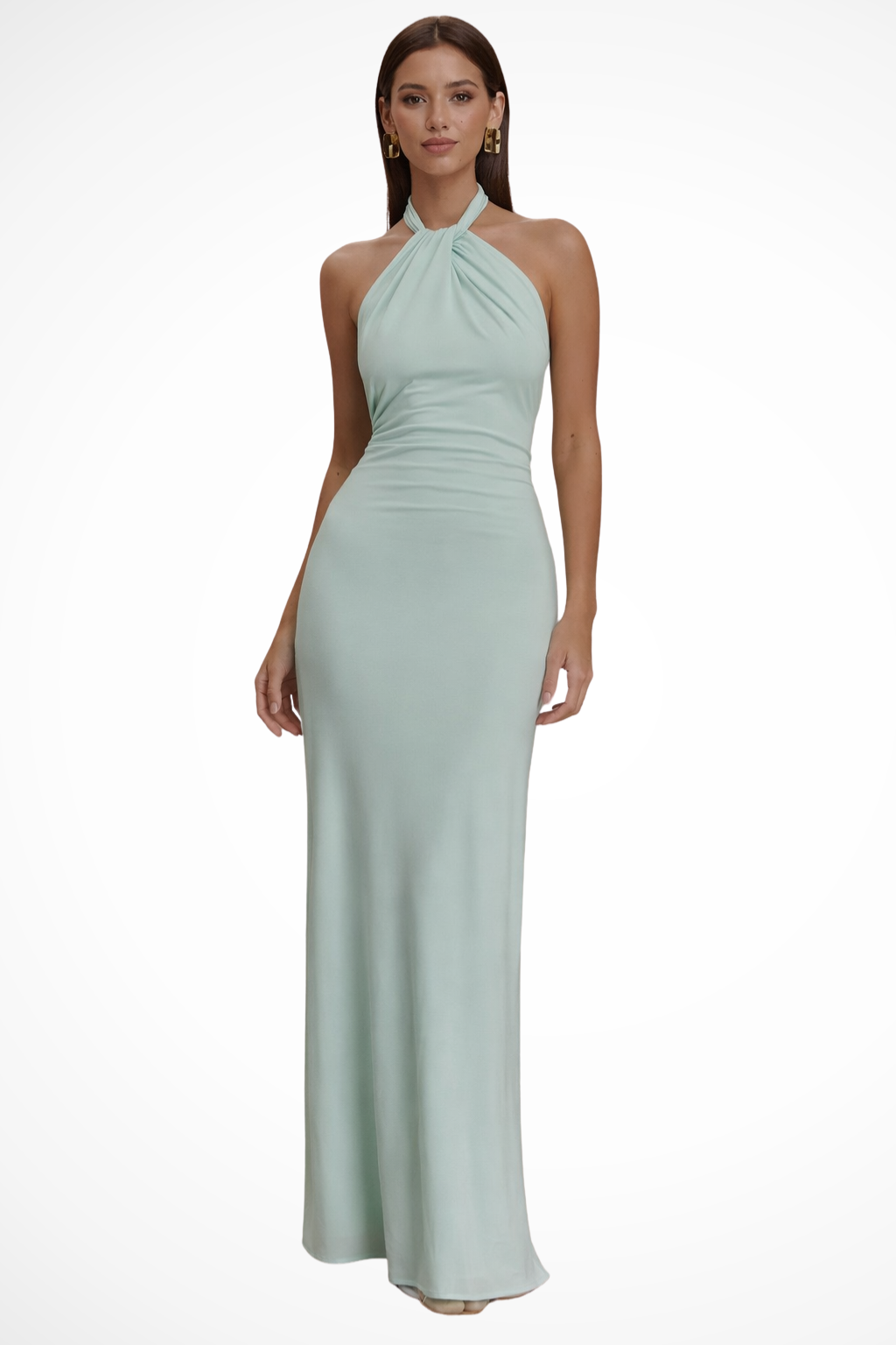 Celeste Women’s Maxi Dress featuring a stylish halter neck and elegant open back design, perfect for summer events and beach outings. 0