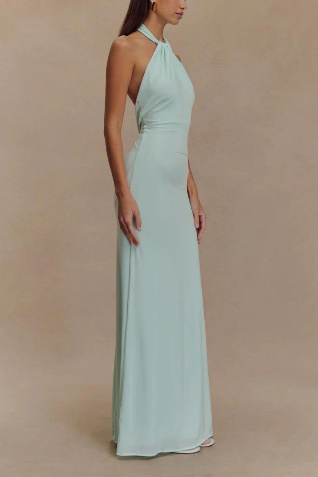 Celeste Women’s Maxi Dress featuring a stylish halter neck and elegant open back design, perfect for summer events and beach outings. 2