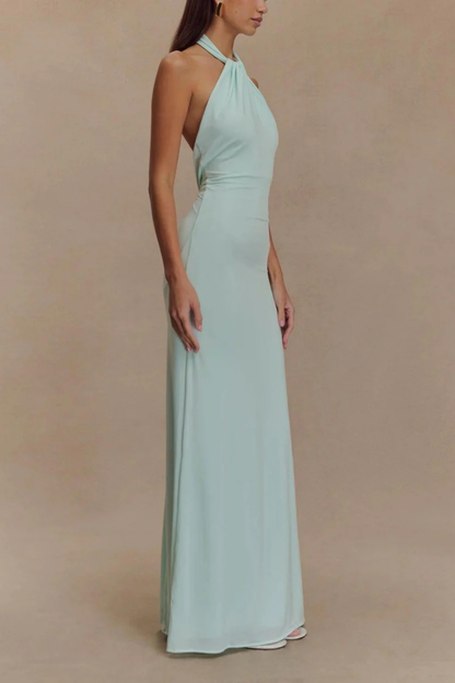 Celeste Women’s Maxi Dress featuring a stylish halter neck and elegant open back design, perfect for summer events and beach outings. 2