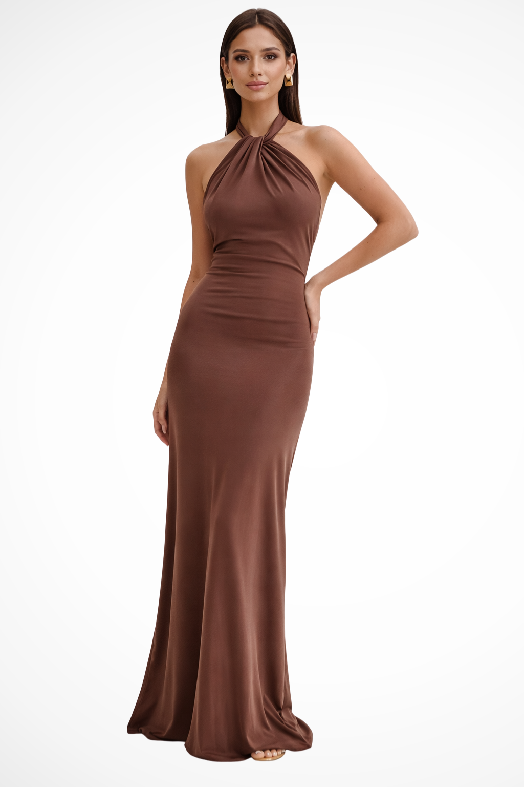 Celeste Women’s Maxi Dress featuring a stylish halter neck and elegant open back design, perfect for summer events and beach outings. 7