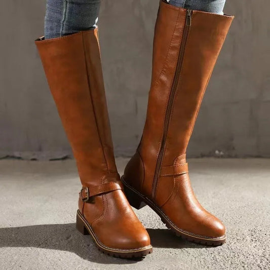 Celestine Women's Knee High Boots made from premium leather featuring orthopedic support for comfort and style. 0