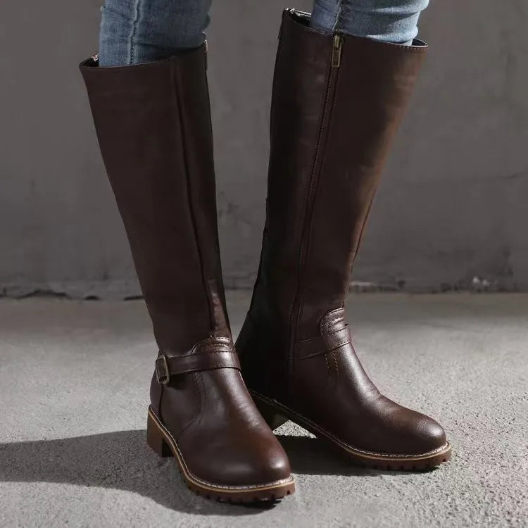 Celestine Women's Knee High Boots made from premium leather featuring orthopedic support for comfort and style. 2