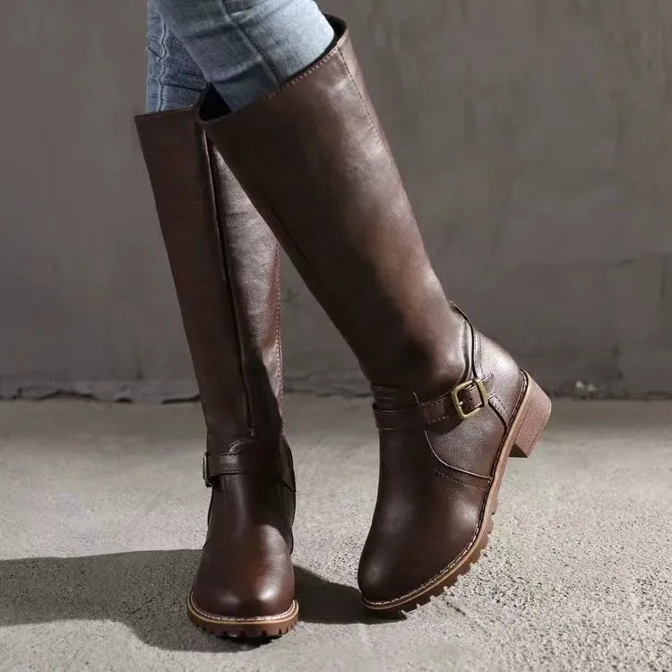 Celestine Women's Knee High Boots made from premium leather featuring orthopedic support for comfort and style. 3