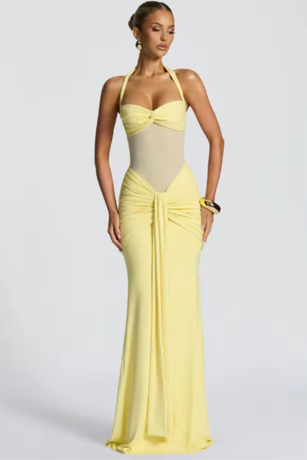 Celia Women’s Maxi Dress featuring a stylish halter neck and elegantly ruched bodice, perfect for formal occasions and special events. 5