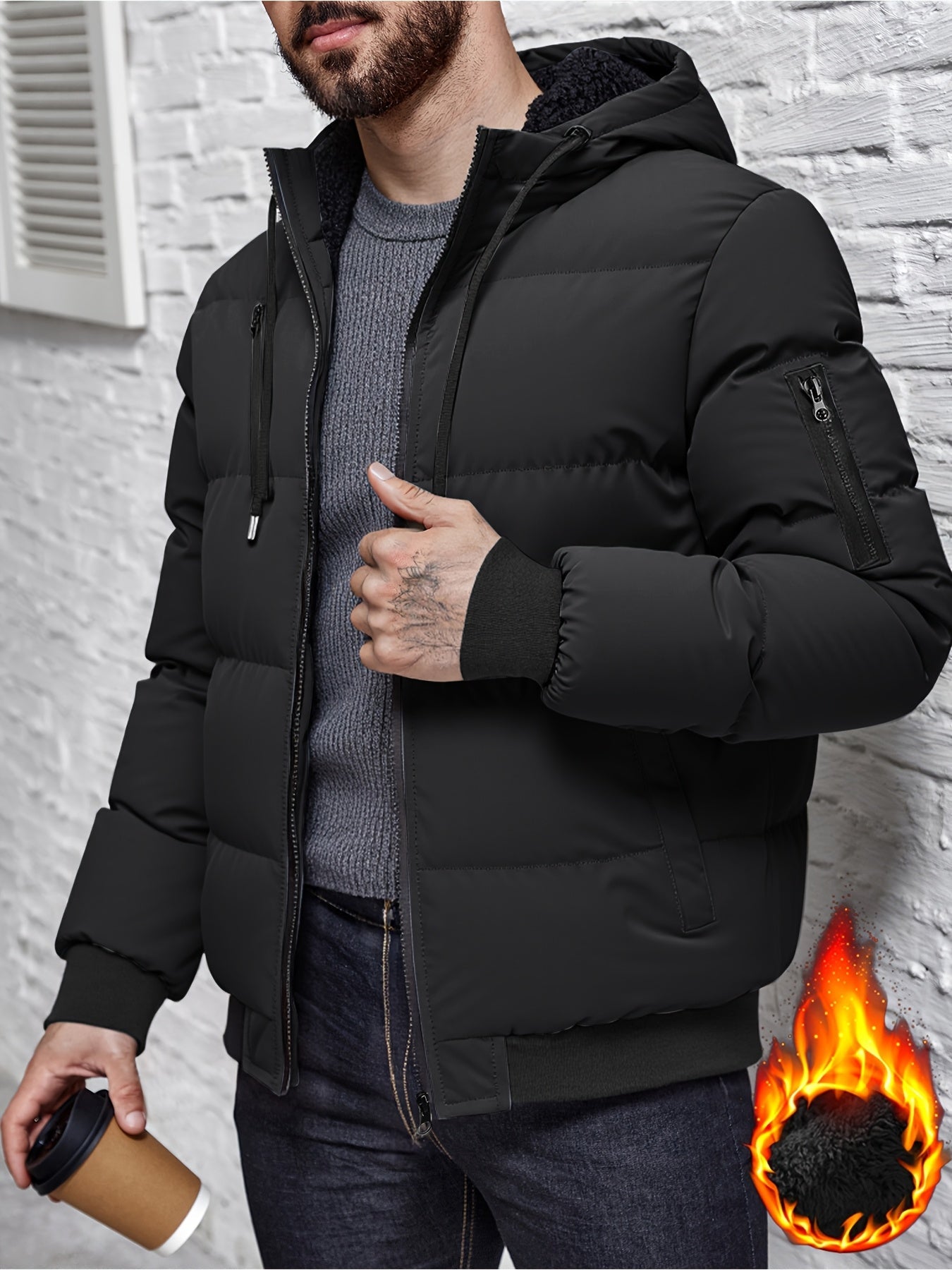 Chase Men's puffer jacket featuring a quilted design for enhanced insulation and warmth during winter months. 1