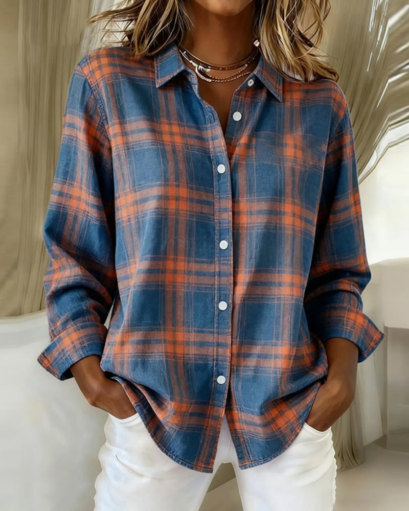 Chic checked shirt for men featuring a stylish notched lapel design, perfect for casual or smart-casual occasions. 0
