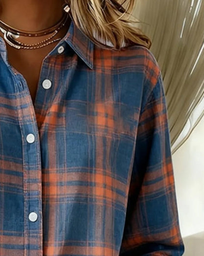 Chic checked shirt for men featuring a stylish notched lapel design, perfect for casual or smart-casual occasions. 1