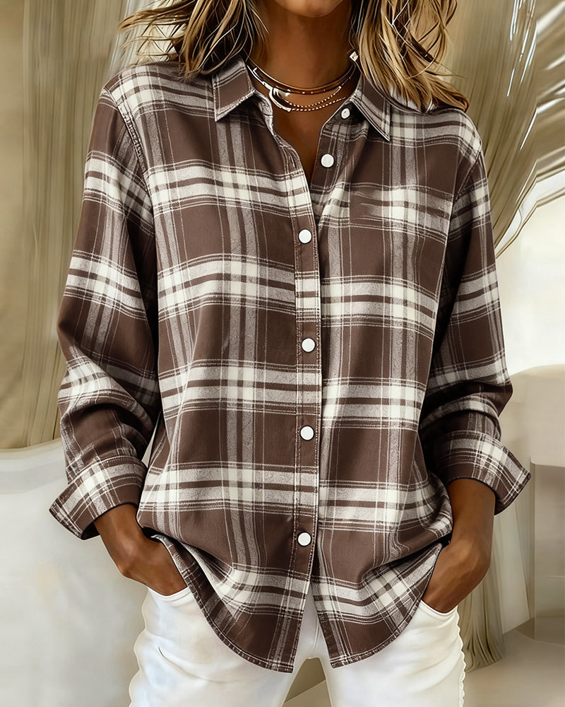 Chic checked shirt for men featuring a stylish notched lapel design, perfect for casual or smart-casual occasions. 11