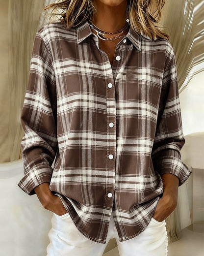 Chic checked shirt for men featuring a stylish notched lapel design, perfect for casual or smart-casual occasions. 11