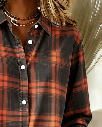 Chic checked shirt for men featuring a stylish notched lapel design, perfect for casual or smart-casual occasions. 2