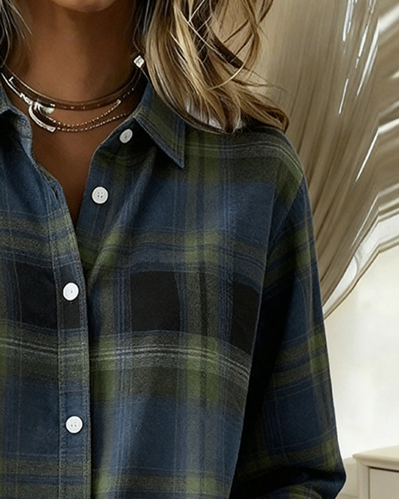 Chic checked shirt for men featuring a stylish notched lapel design, perfect for casual or smart-casual occasions. 4