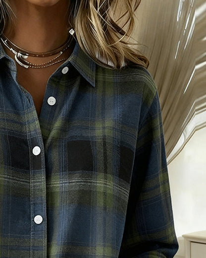 Chic checked shirt for men featuring a stylish notched lapel design, perfect for casual or smart-casual occasions. 4