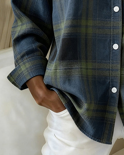 Chic checked shirt for men featuring a stylish notched lapel design, perfect for casual or smart-casual occasions. 5