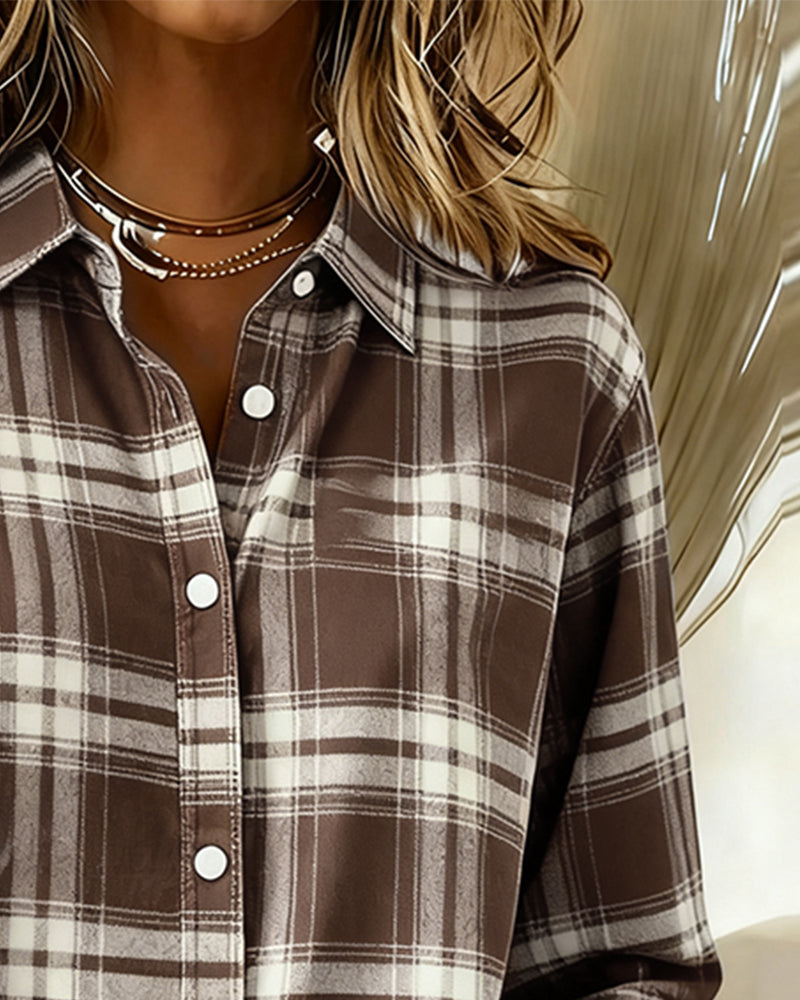 Chic checked shirt for men featuring a stylish notched lapel design, perfect for casual or smart-casual occasions. 6