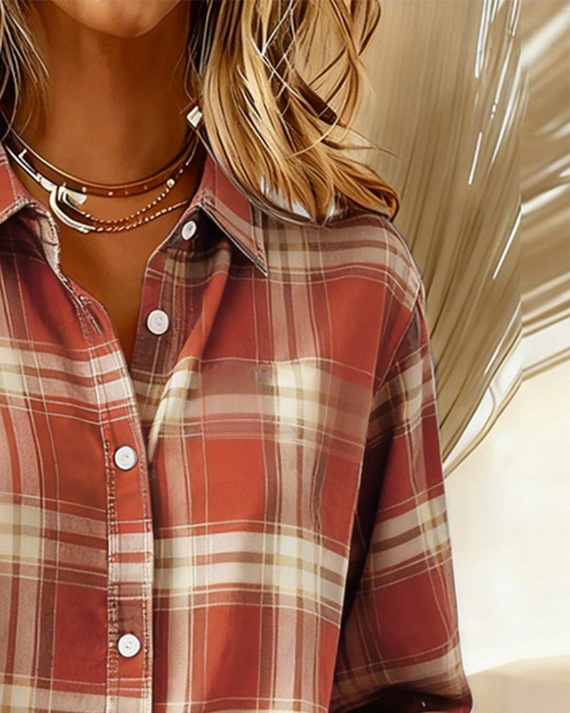 Chic checked shirt for men featuring a stylish notched lapel design, perfect for casual or smart-casual occasions. 8