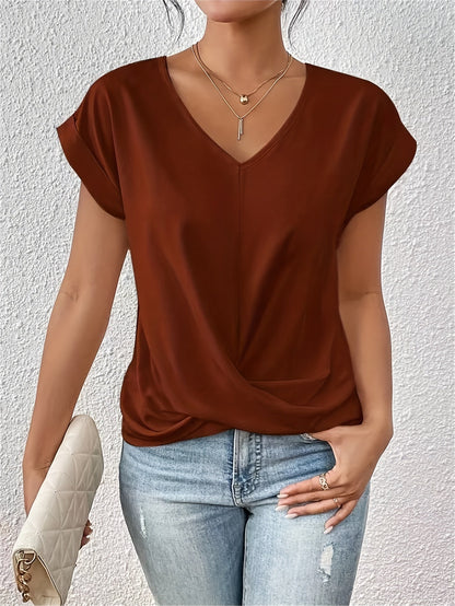 Cleo Women's T-Shirt featuring a flattering sweetheart neckline and comfortable short sleeves, perfect for casual or dressy occasions. 3