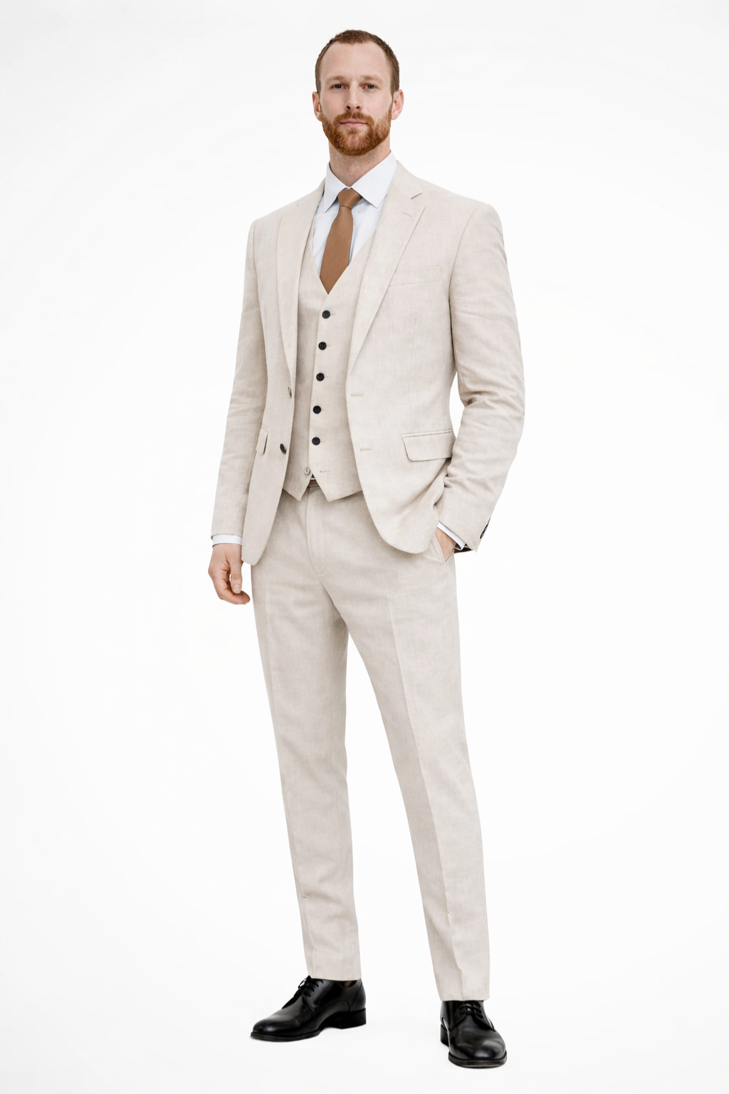 Clifton Men’s Suit in Light Blue featuring a stylish blazer, coordinating waistcoat, and tailored trousers, perfect for formal occasions and professional settings. 1