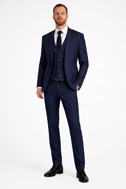 Clifton Men’s Suit in Light Blue featuring a stylish blazer, coordinating waistcoat, and tailored trousers, perfect for formal occasions and professional settings. 4