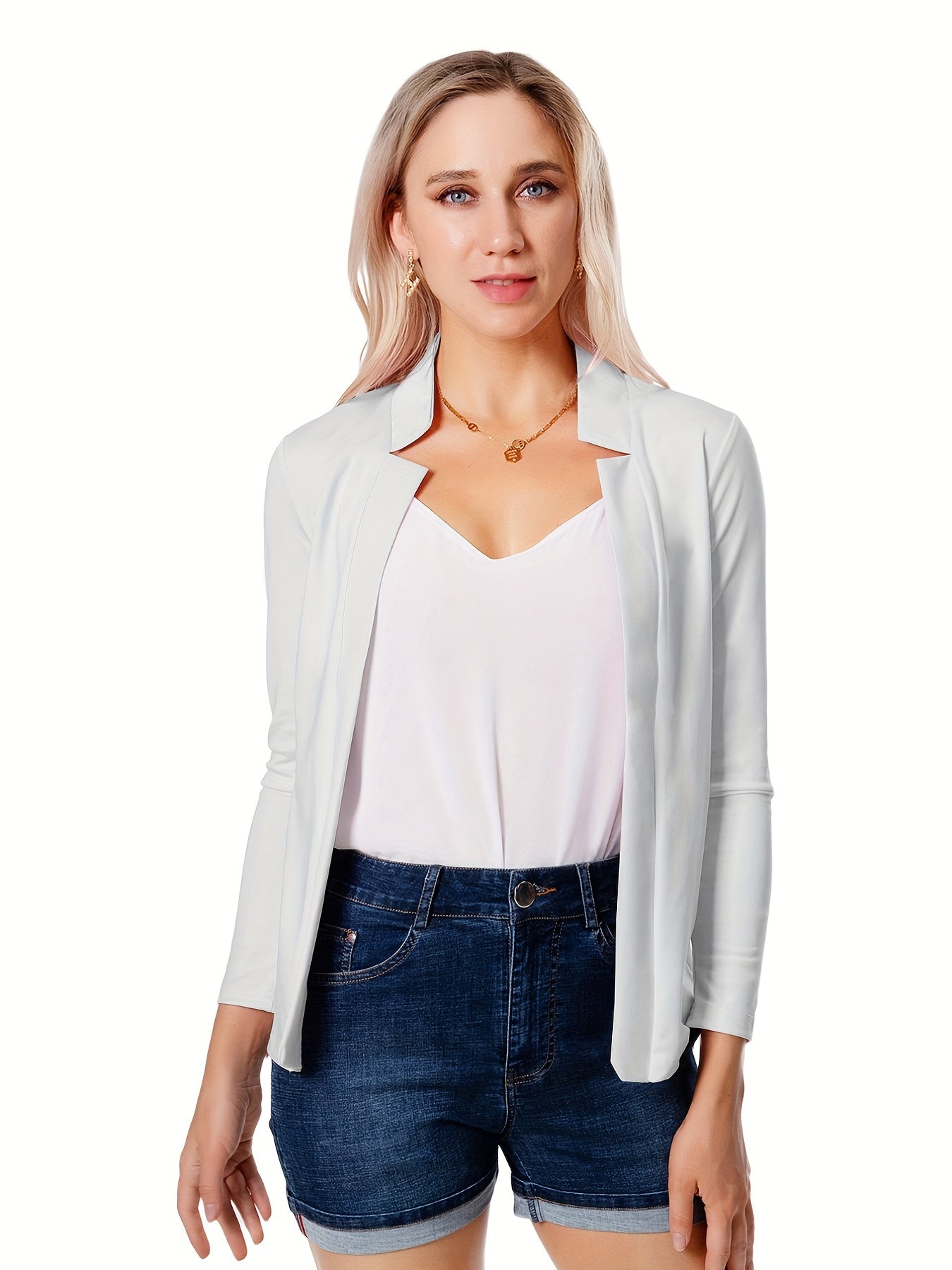 Cora Women's Jacket featuring a relaxed open-front design, perfect for versatile styling and layering in any wardrobe. 6