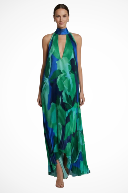 Cora Women’s Maxi Dress featuring a stylish halter neckline and elegant pleated design, perfect for summer occasions and casual outings. 5