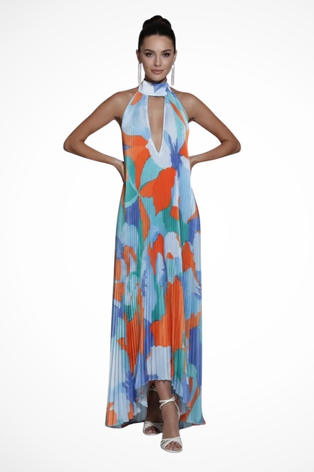 Cora Women’s Maxi Dress featuring a stylish halter neckline and elegant pleated design, perfect for summer occasions and casual outings. 7