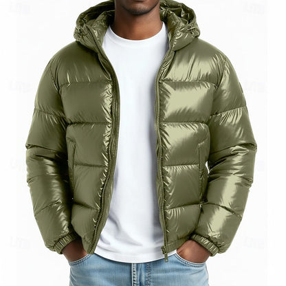 Curtis Men's Hooded Puffer Jacket featuring quilted warmth and a relaxed fit, perfect for stylish winter protection. 0