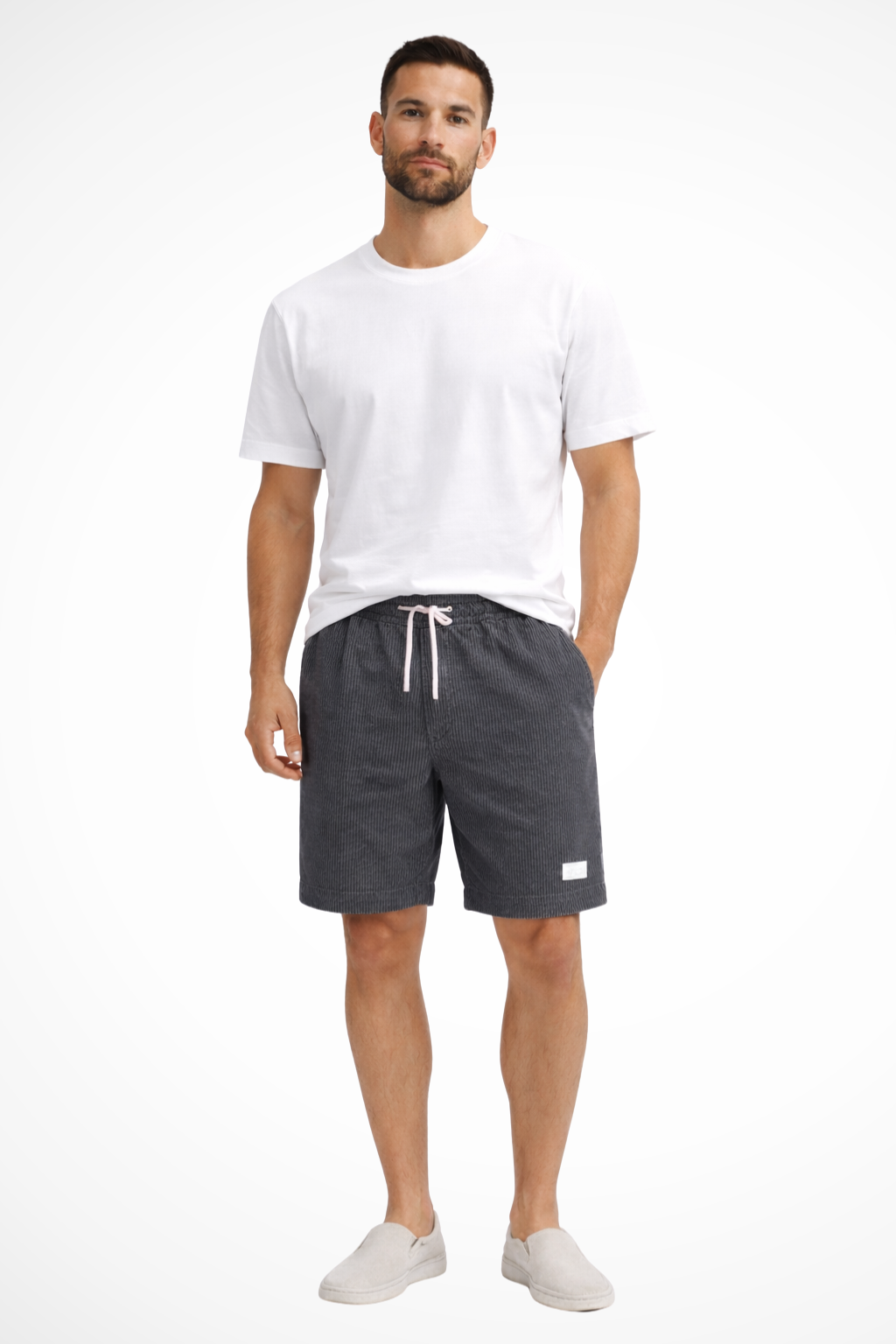 Dapper men's chino shorts featuring a high waist and stylish striped design, perfect for casual summer outings. 10