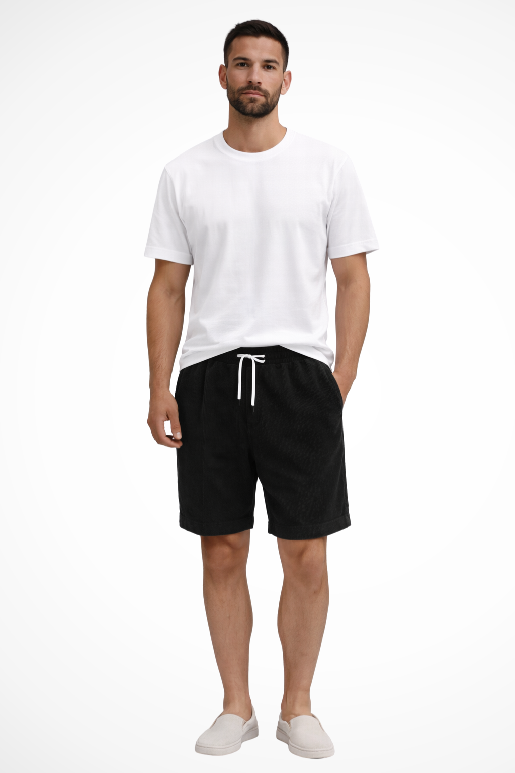 Dapper men's chino shorts featuring a high waist and stylish striped design, perfect for casual summer outings. 4