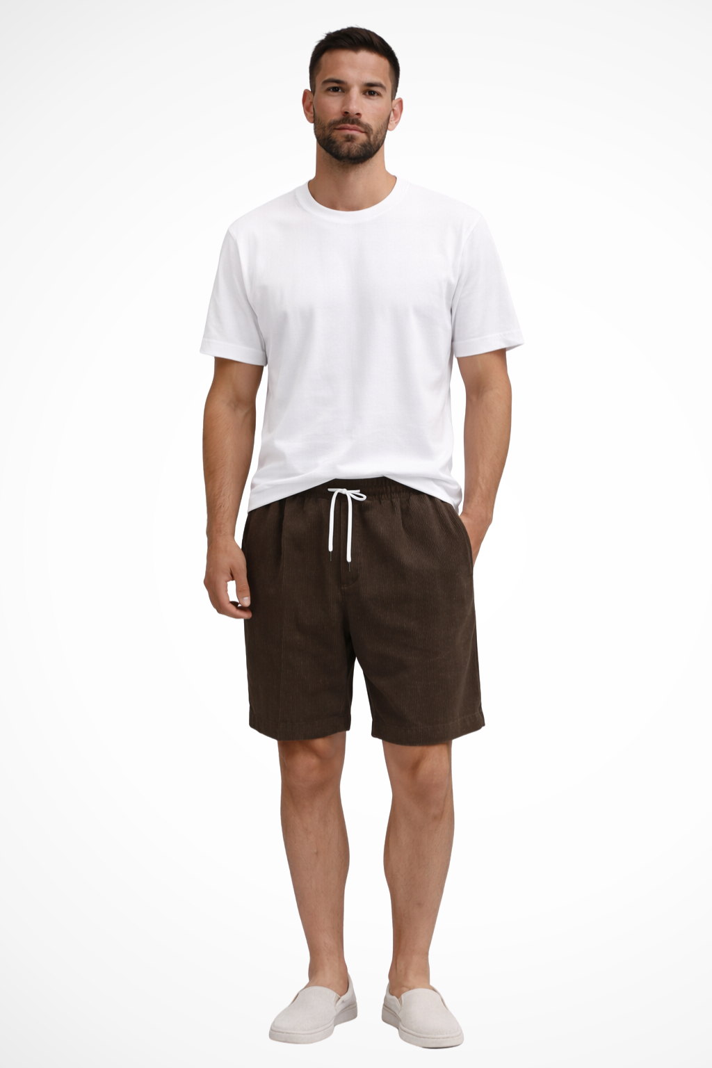 Dapper men's chino shorts featuring a high waist and stylish striped design, perfect for casual summer outings. 8