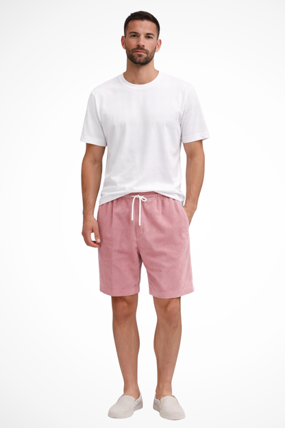 Dapper men's chino shorts featuring a high waist and stylish striped design, perfect for casual summer outings. 9
