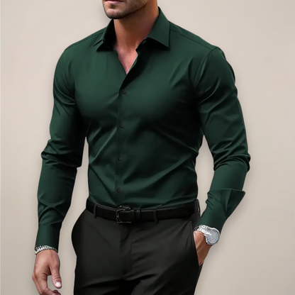 Dapper Men's Dress Shirt featuring a slim fit and modern tailored design, perfect for formal occasions and stylish office wear. 2