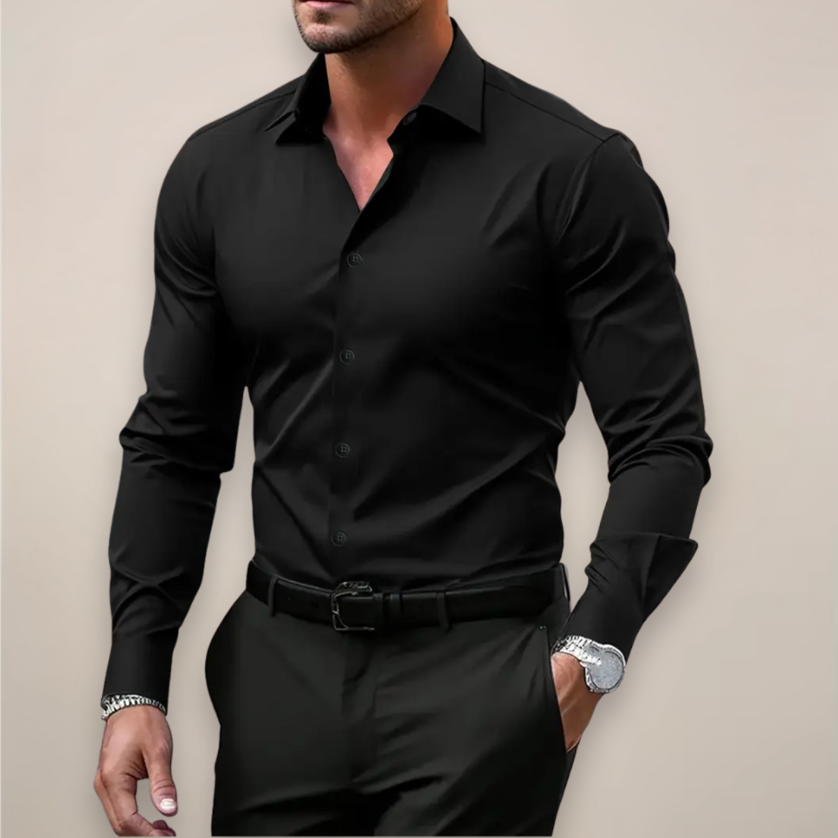 Dapper Men's Dress Shirt featuring a slim fit and modern tailored design, perfect for formal occasions and stylish office wear. 5