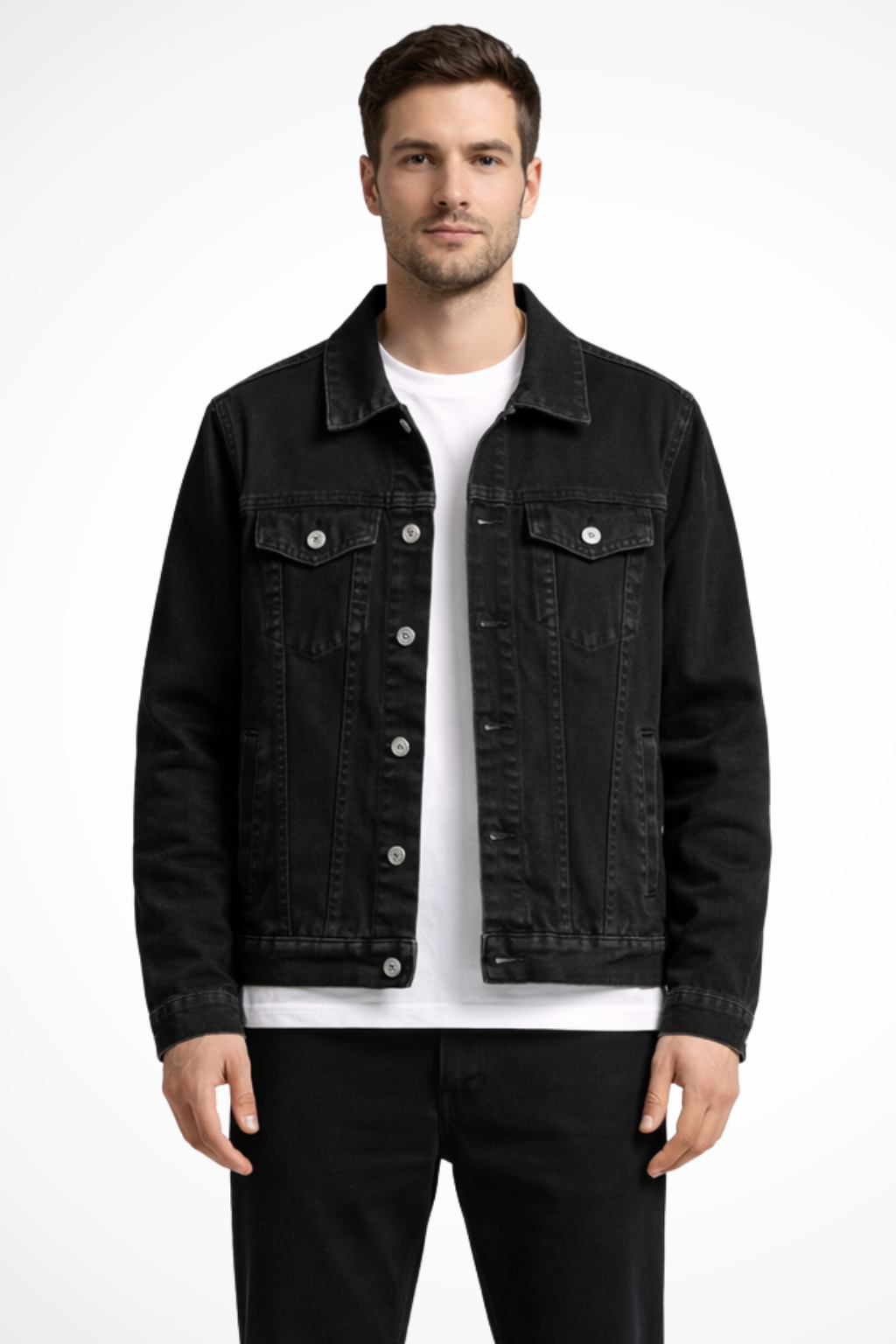 Dapper Men’s Jacket featuring a classic fit and stylish button closure design, perfect for formal and casual occasions. 1