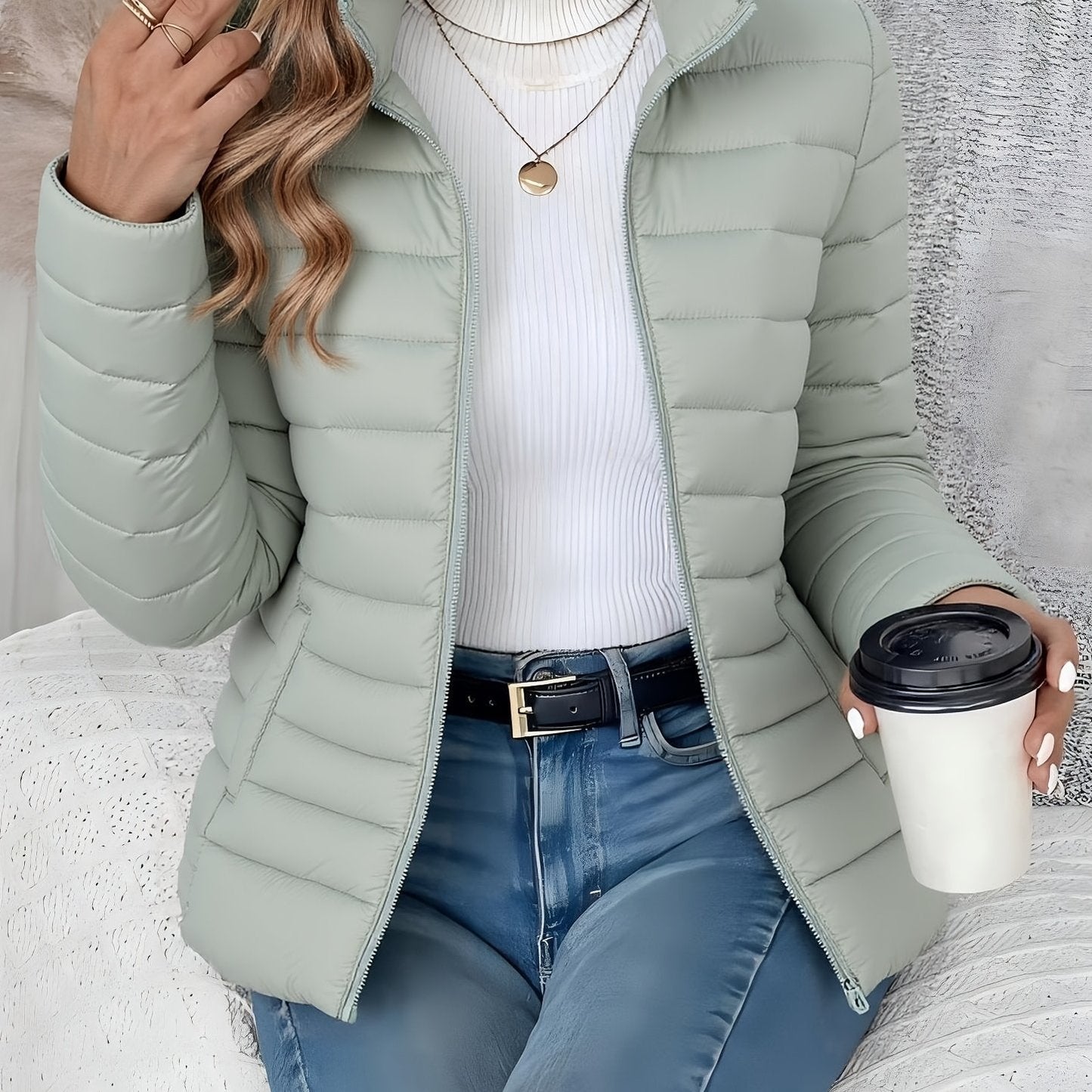 Dara Women's Lightweight Padded Jacket in a slim fit design, ideal for versatile layering, featuring a stylish and functional look for all seasons. 0