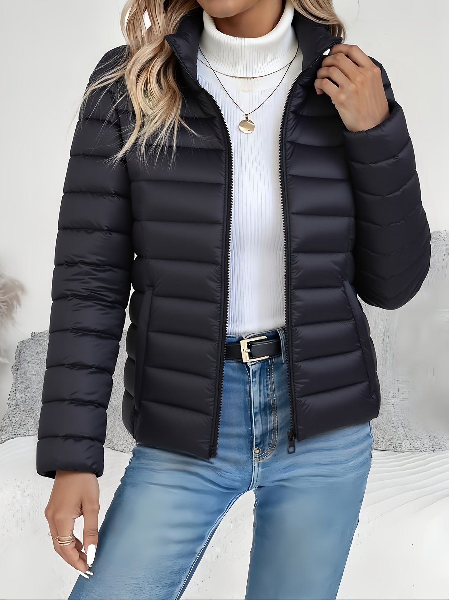 Dara Women's Lightweight Padded Jacket in a slim fit design, ideal for versatile layering, featuring a stylish and functional look for all seasons. 8