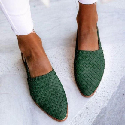 Dazzle Women’s Ballet Flats featuring a stylish woven design, perfect for lightweight comfort and everyday wear. 1