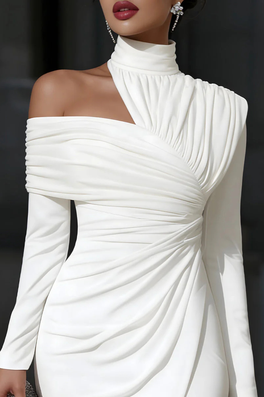 Dazzle Women's Midi Dress featuring an elegant asymmetric one-shoulder design, perfect for formal occasions and stylish outings. 4