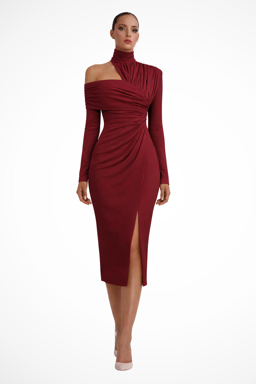Dazzle Women's Midi Dress featuring an elegant asymmetric one-shoulder design, perfect for formal occasions and stylish outings. 9