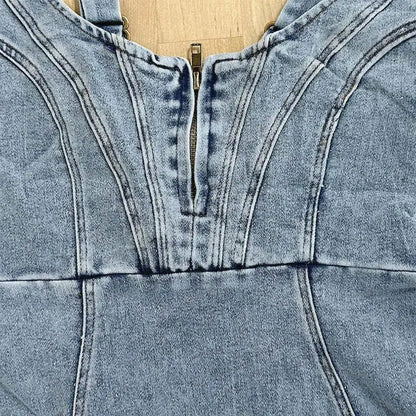 Diva Women’s Denim Dress with Adjustable Straps and Side Slit Design 2