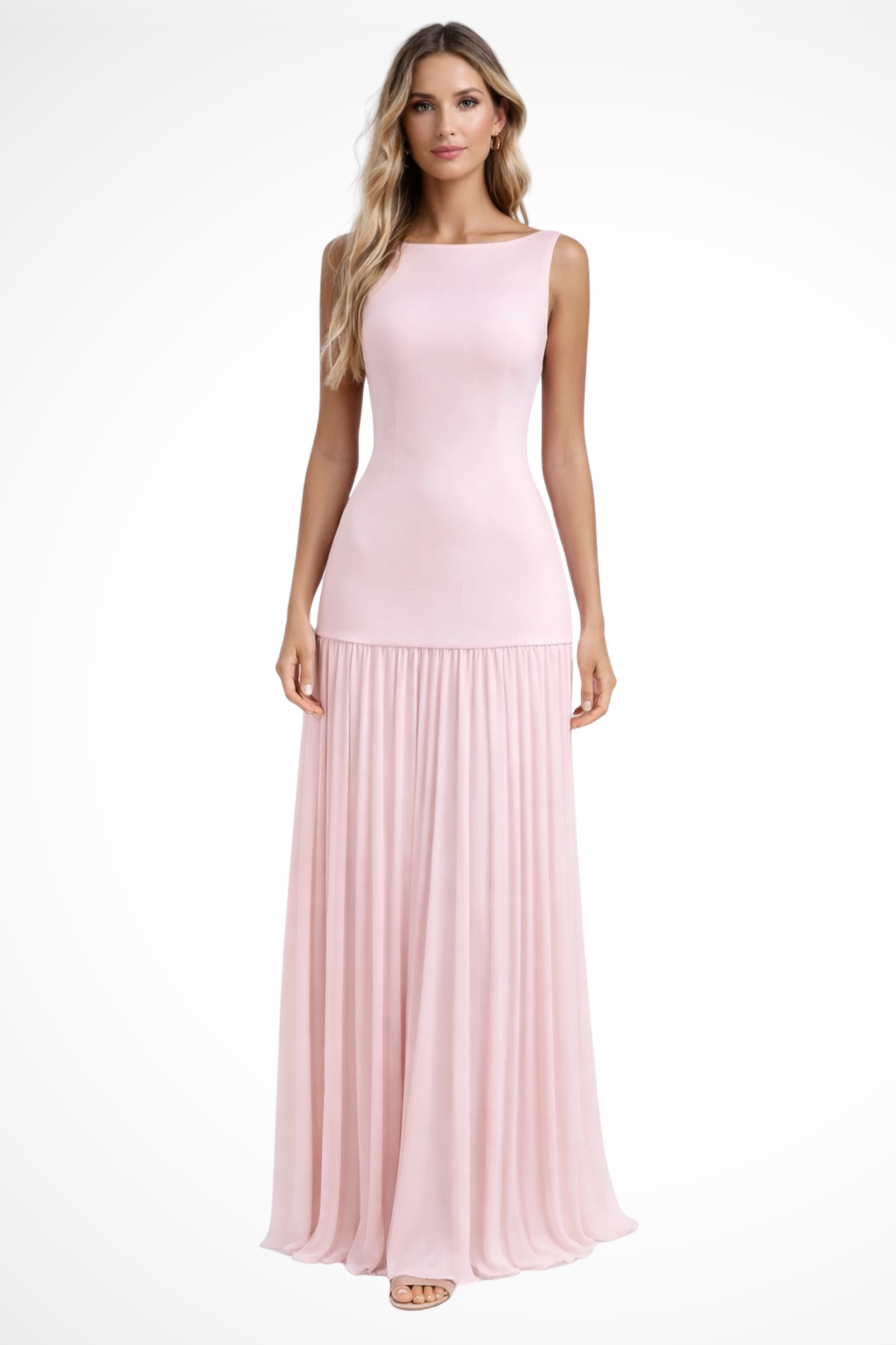 Eline Women's Maxi Dress featuring a pleated skirt and elegant boat neckline, perfect for stylish summer outings and special occasions. 0