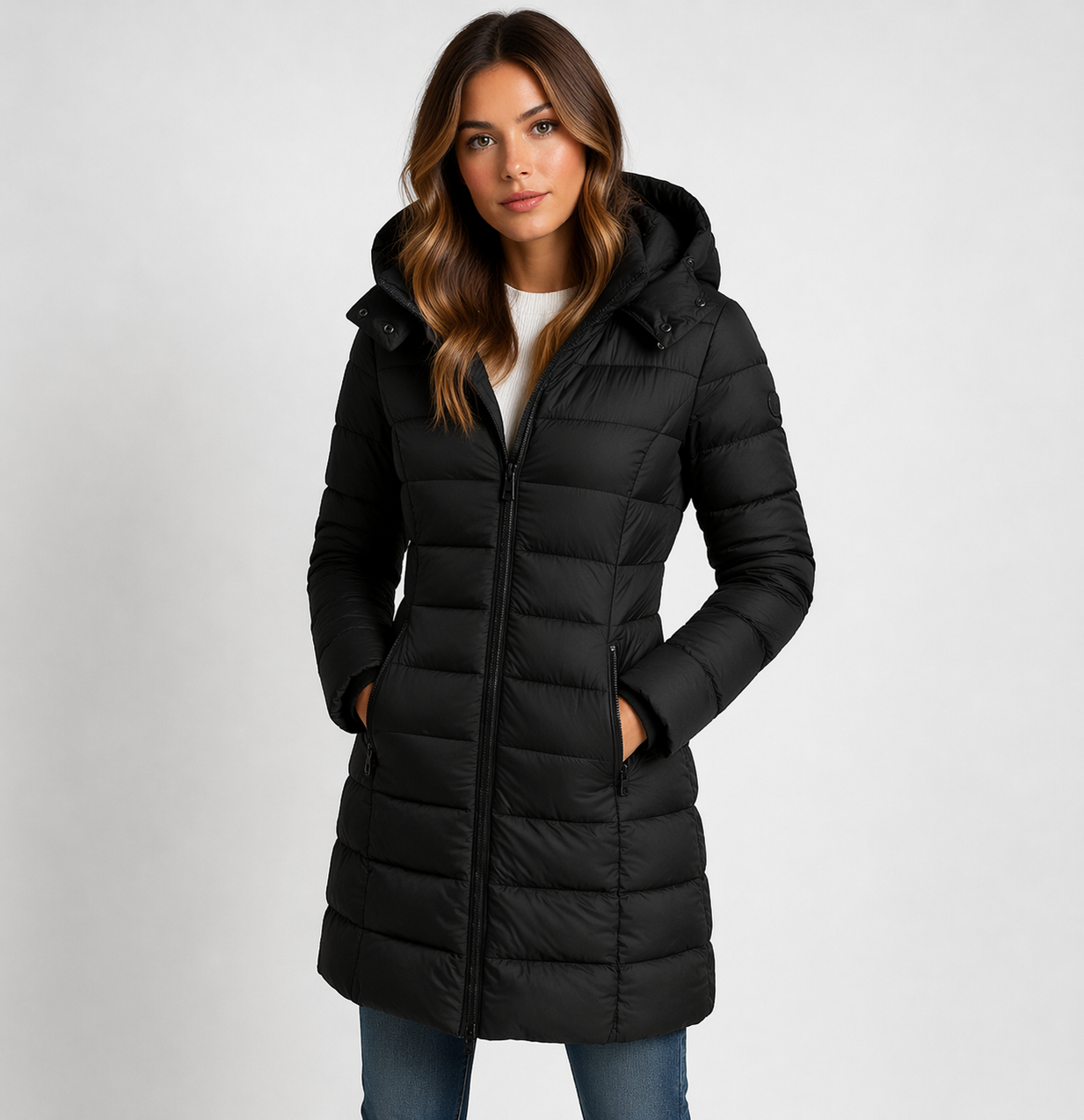 Elira Women’s Lightweight Puffer Jacket featuring insulated warmth, perfect for stylish winter layering and outdoor activities. 0