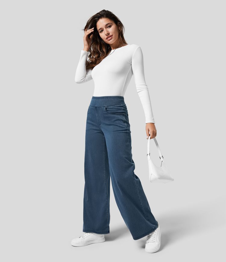 Elysia Women's Elastic Pants featuring a stylish high waist design for comfort and versatility in everyday wear. 0