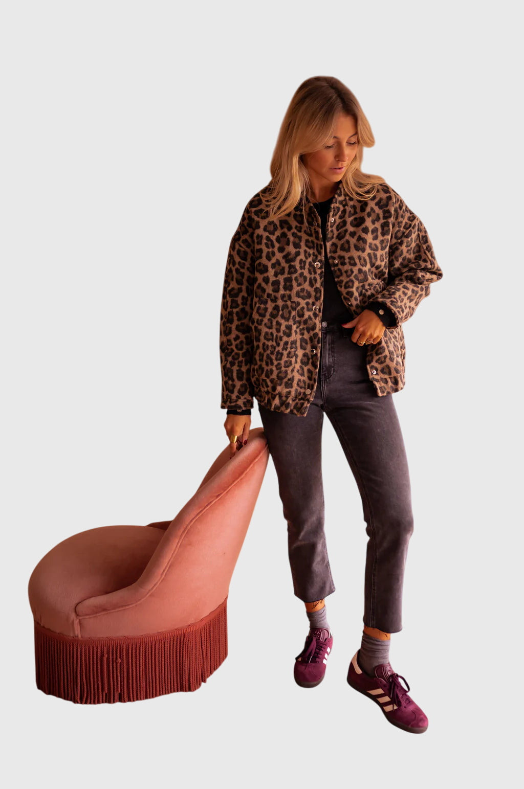 Elysia Women's Jacket featuring a tailored silhouette and stylish leopard print design, perfect for adding a bold touch to any outfit. 5