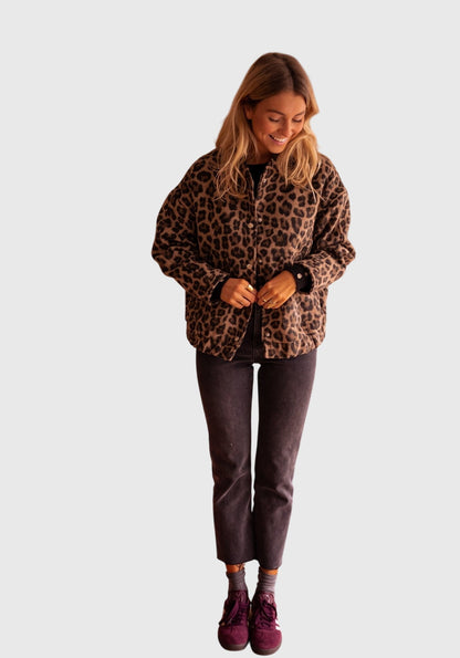 Elysia Women's Jacket featuring a tailored silhouette and stylish leopard print design, perfect for adding a bold touch to any outfit. 6