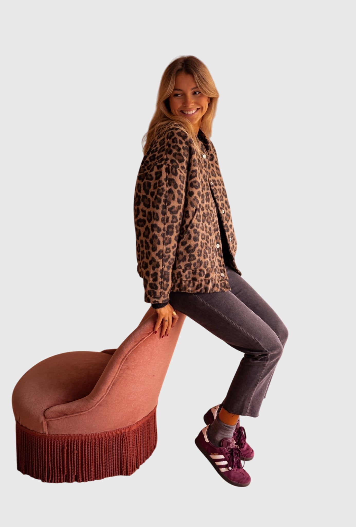 Elysia Women's Jacket featuring a tailored silhouette and stylish leopard print design, perfect for adding a bold touch to any outfit. 7